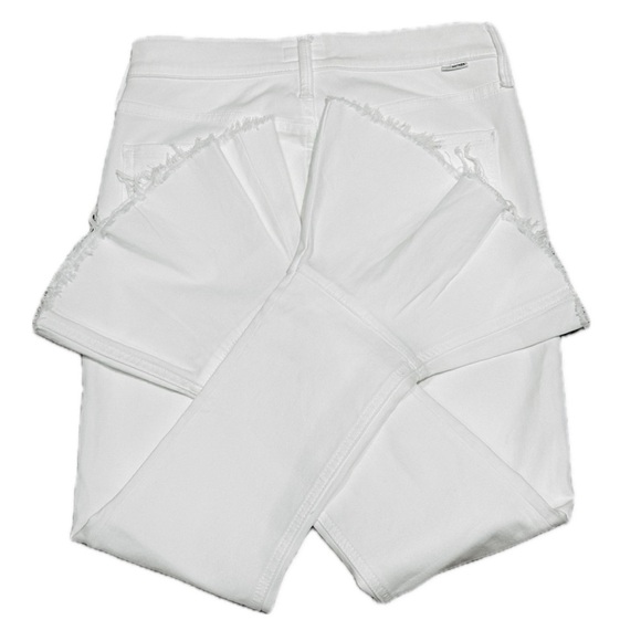 👖🤍 MOTHER Cha Cha Fray Jeans White High-Rise Flare Fray Hem | Sz 24 #preppyvibes - Picture 4 of 6